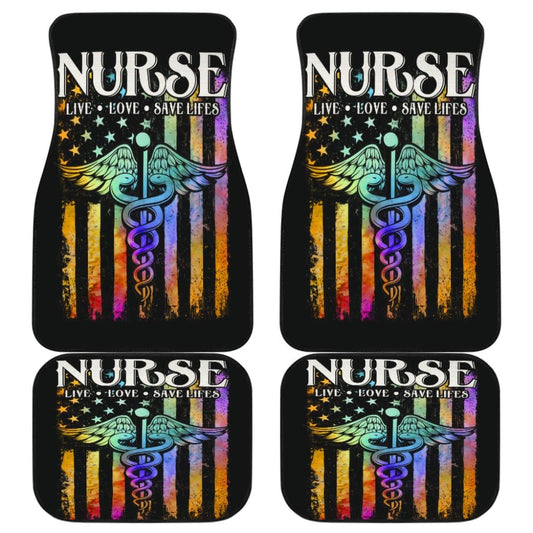 Nurse Live Love Save Lifes Car Floor Mats American Flag 211103