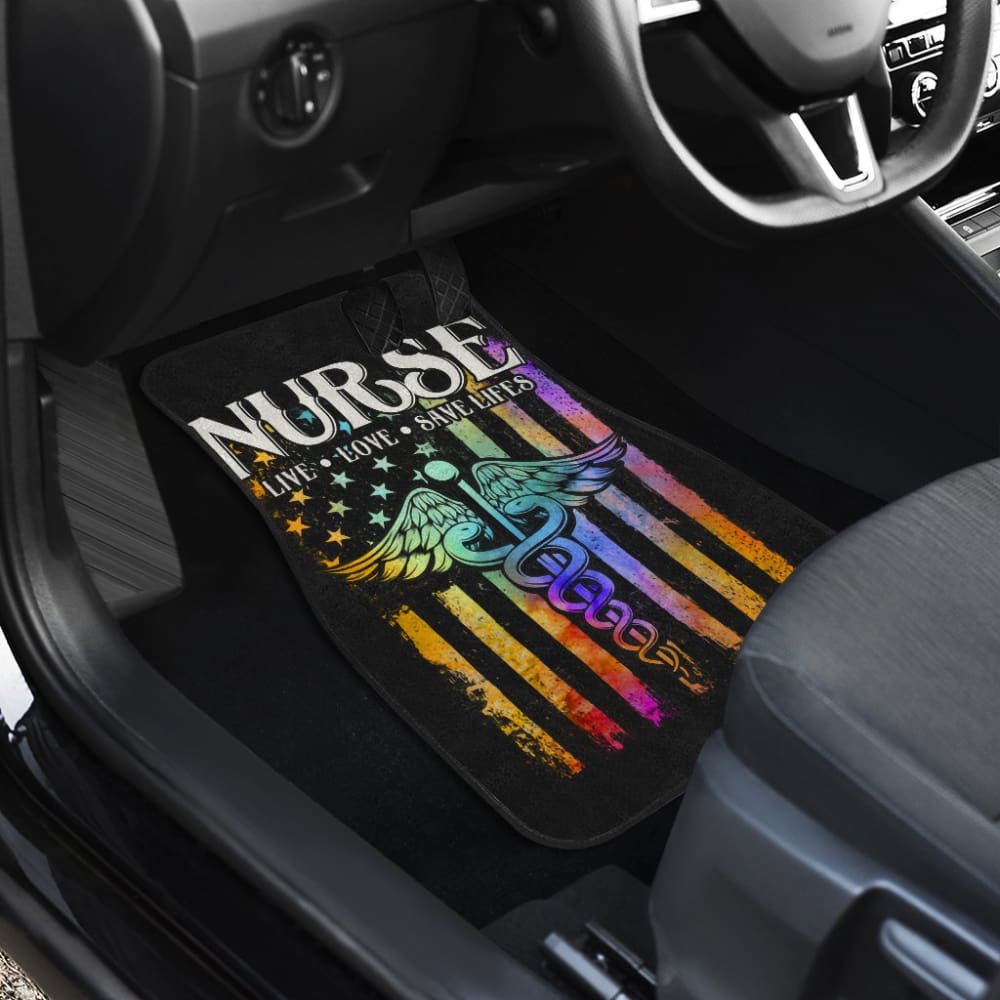 Nurse Live Love Save Lifes Car Floor Mats American Flag 211103
