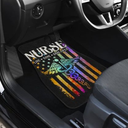 Nurse Live Love Save Lifes Car Floor Mats American Flag 211103