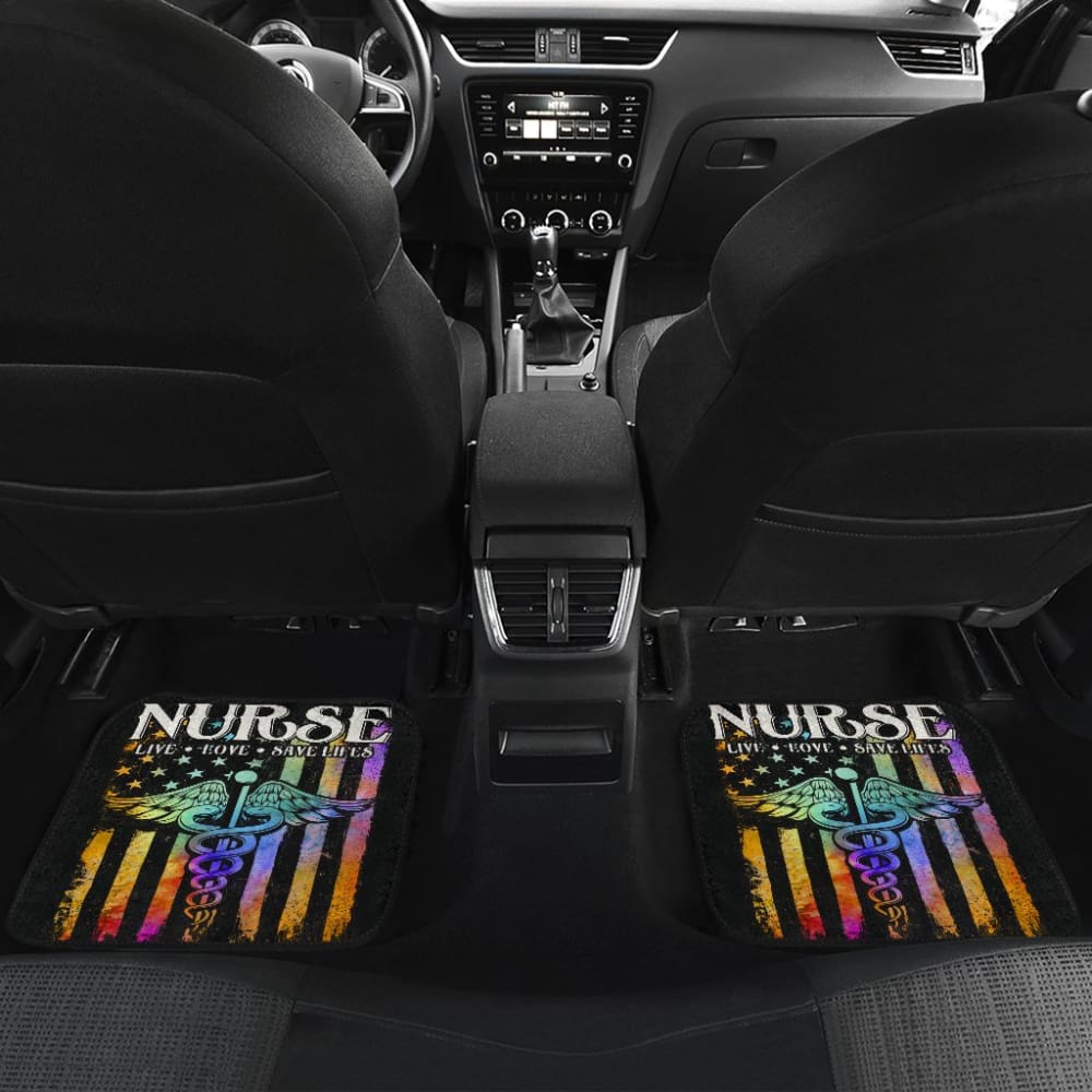Nurse Live Love Save Lifes Car Floor Mats American Flag 211103