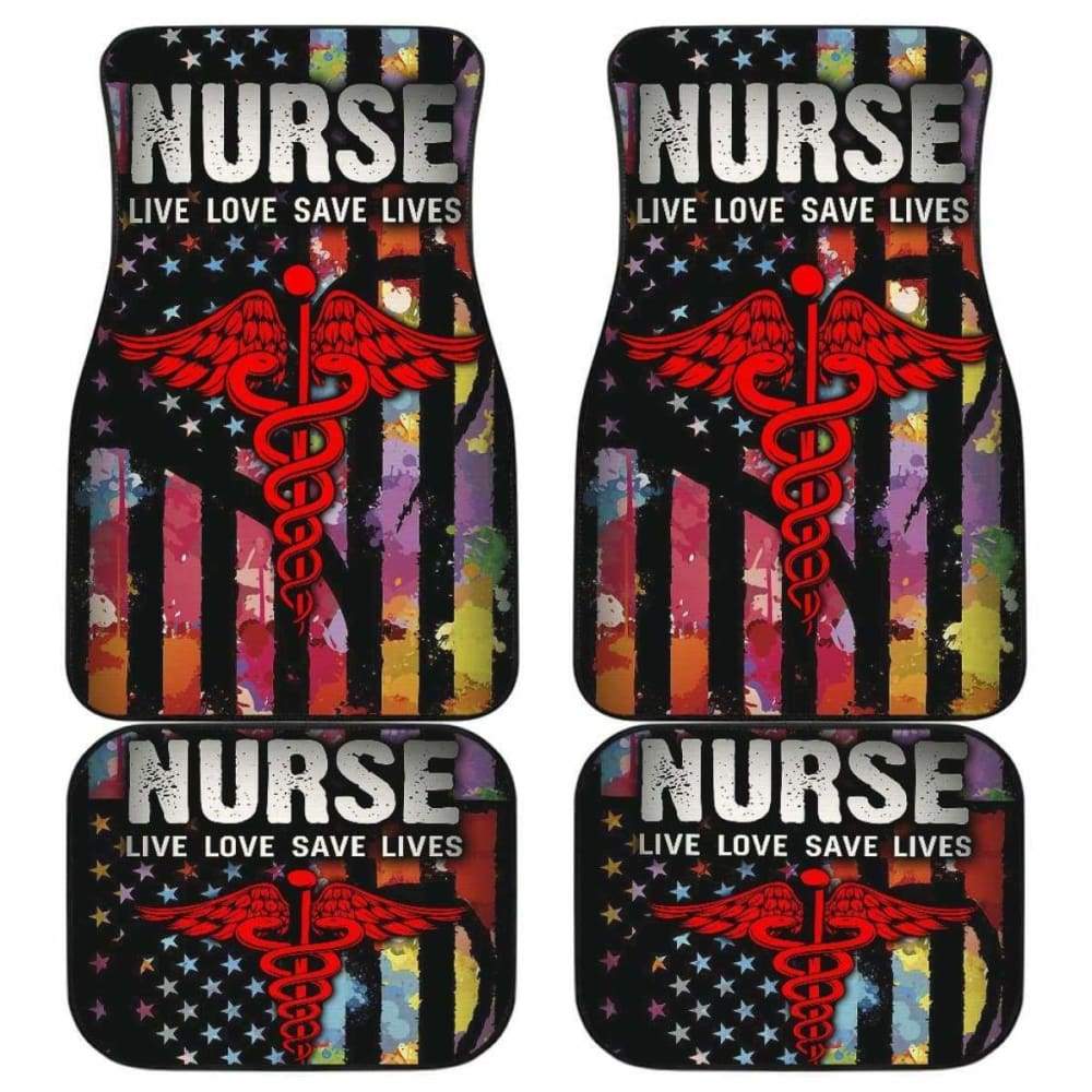 Nurse Live Love Save Lifes Car Floor Mats American Flag 211103