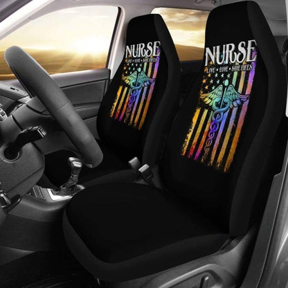 Nurse Live Love Save Lifes Car Seat Covers American Flag 211103