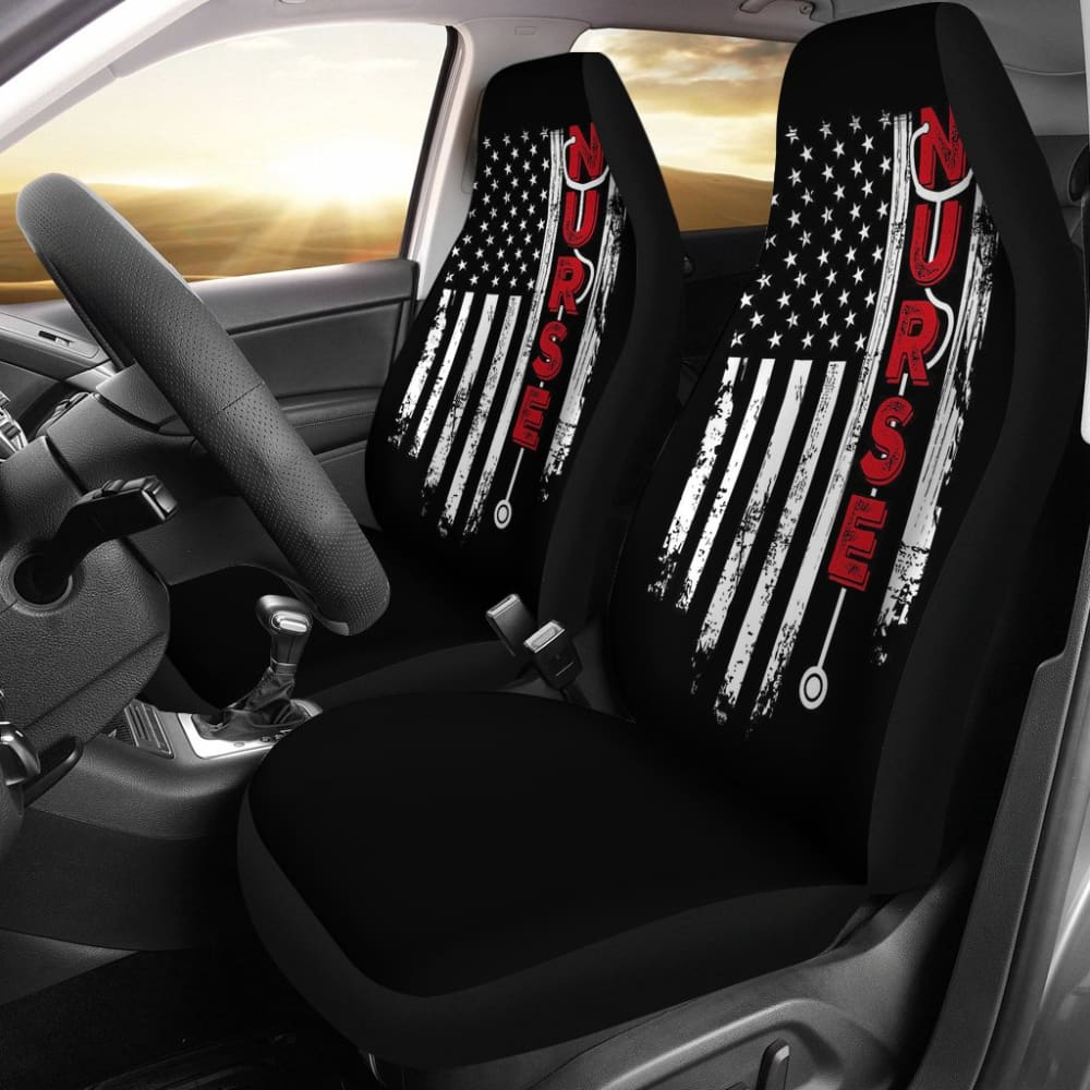 Nurse Symbol American Flag Art Car Seat Covers 211103
