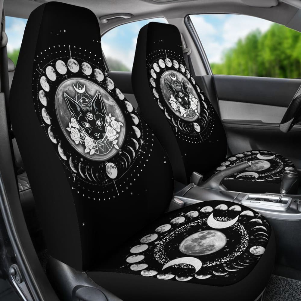 Occult Cat Moon Phases Wicca Car Seat Covers 550317 - YourCarButBetter