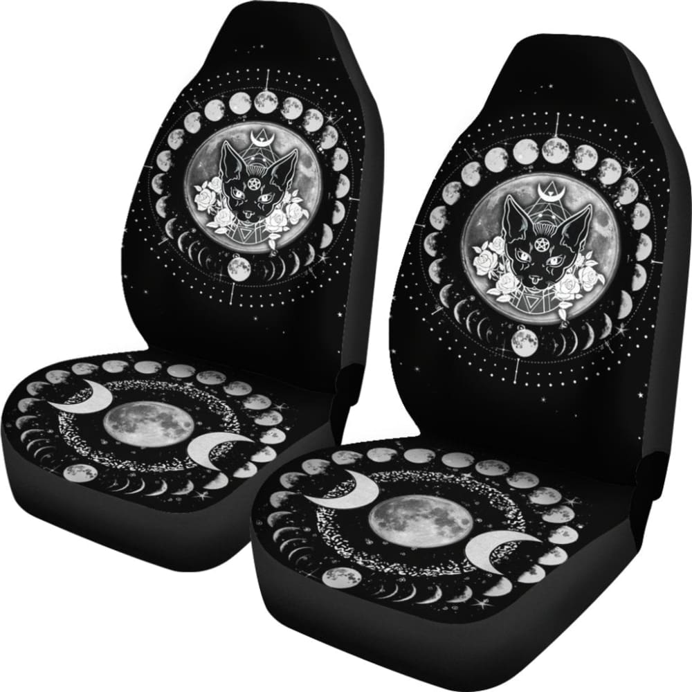 Occult Cat Moon Phases Wicca Car Seat Covers 550317 - YourCarButBetter