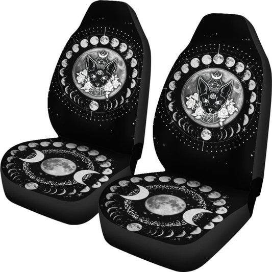 Occult Cat Moon Phases Wicca Car Seat Covers 550317 - YourCarButBetter
