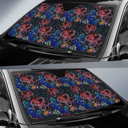 Octopus Sea Wave Tropical Fishe Pattern Car Auto Sun Shades 460402 - YourCarButBetter