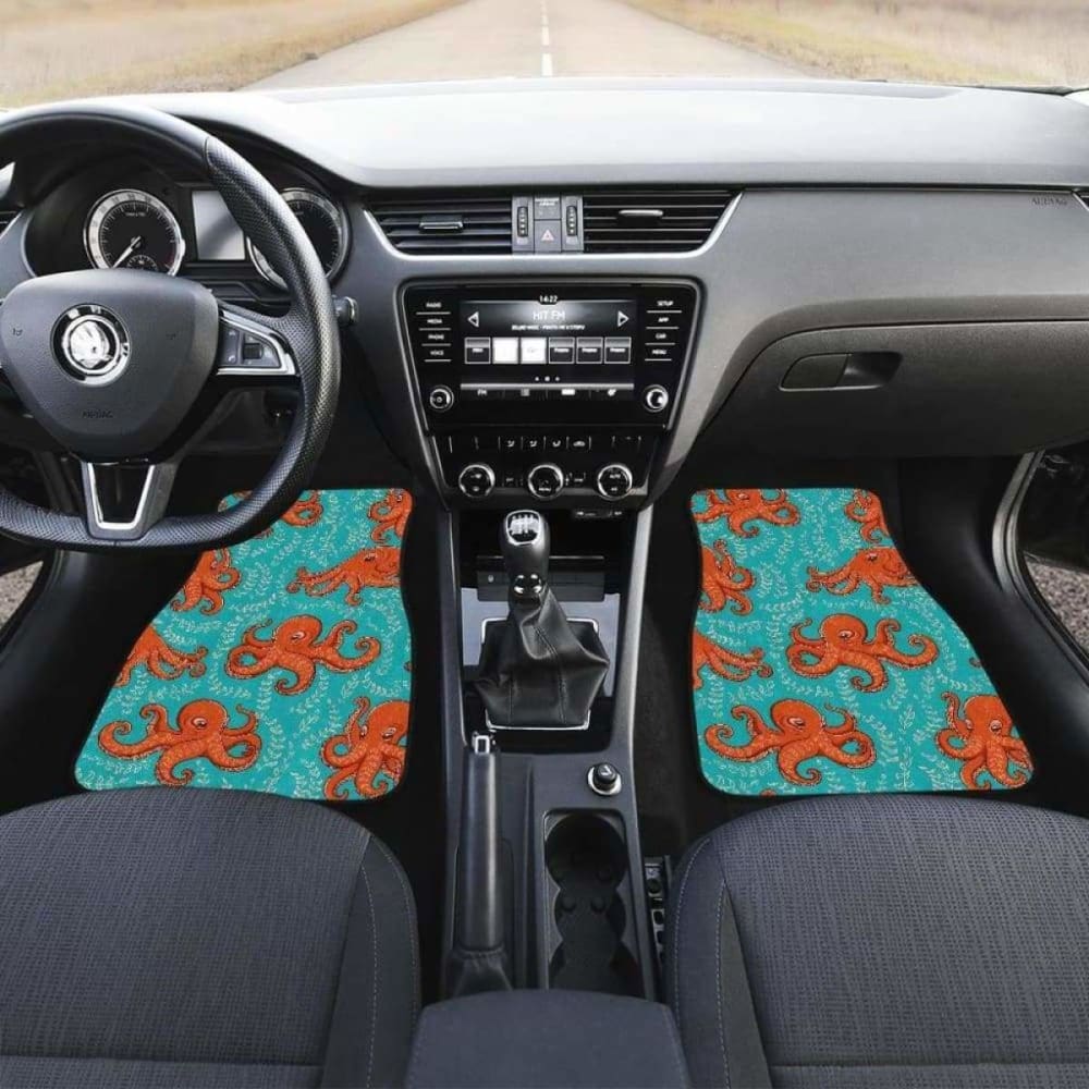 Octopus Turquoise Background Front And Back Car Mats 174914 - YourCarButBetter