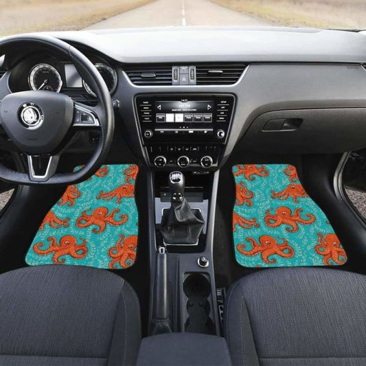 Octopus Turquoise Background Front And Back Car Mats 174914 - YourCarButBetter