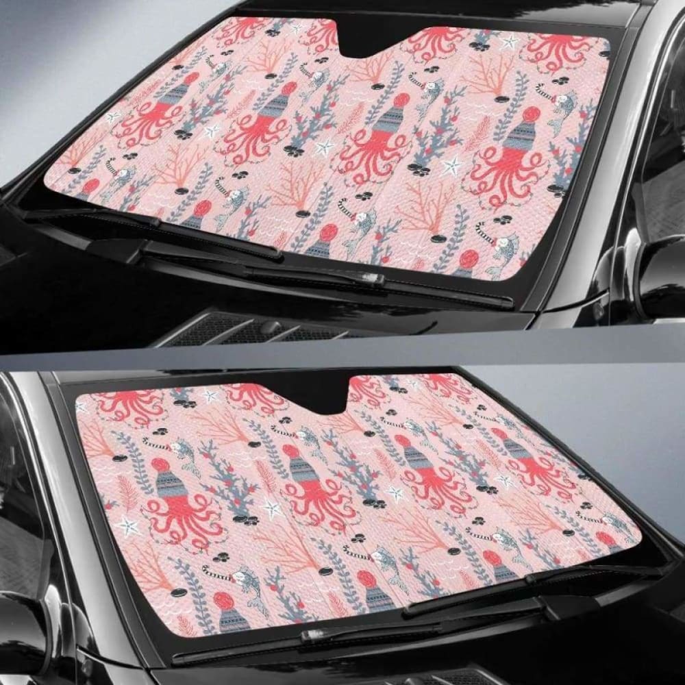 Octopus Winter Hat Garland Fish Candy Seaweed Coral Starfish Car Auto Sun Shades 103406 - YourCarButBetter