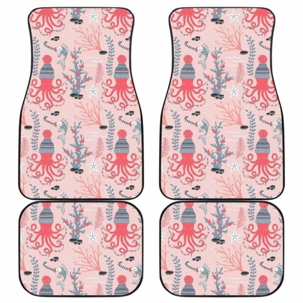Octopus Winter Hat Garland Fish Candy Seaweed Coral Starfish Front And Back Car Mats 174914 - YourCarButBetter