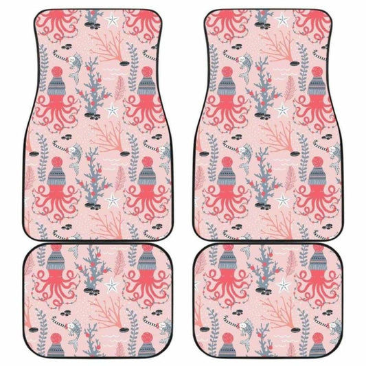 Octopus Winter Hat Garland Fish Candy Seaweed Coral Starfish Front And Back Car Mats 174914 - YourCarButBetter