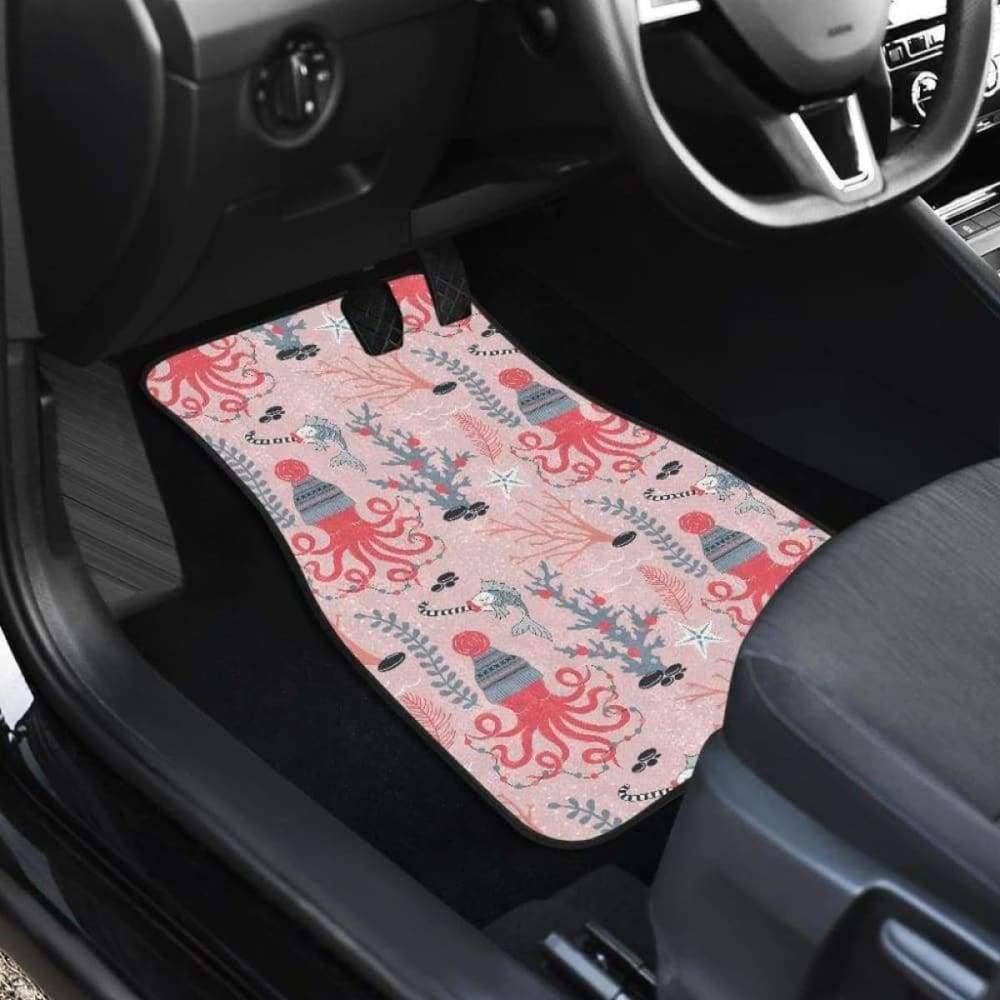 Octopus Winter Hat Garland Fish Candy Seaweed Coral Starfish Front And Back Car Mats 174914 - YourCarButBetter