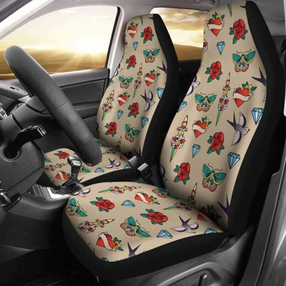 Old School Tattoo Traditional Vintage Style Car Seat Covers 174914 - YourCarButBetter