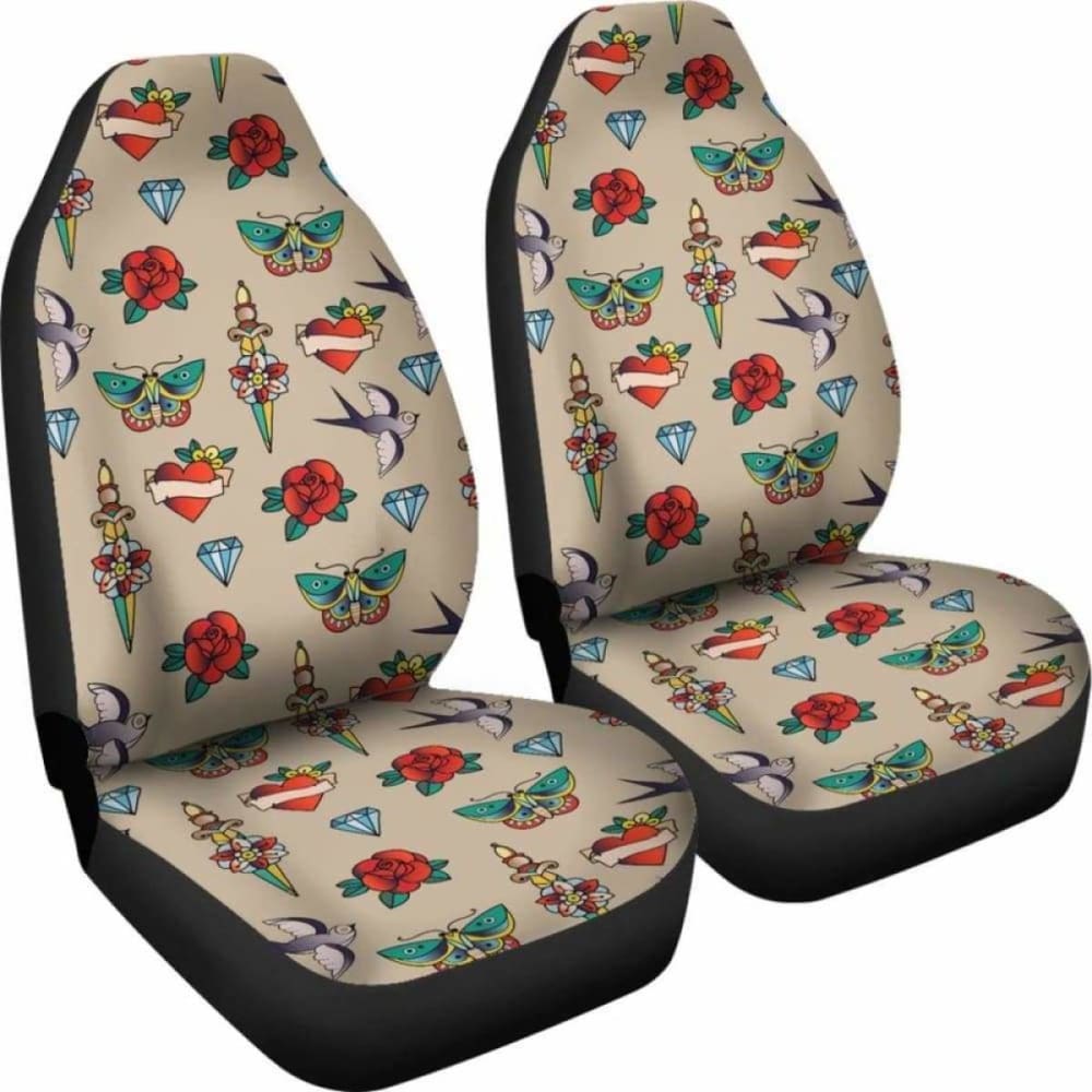 Old School Tattoo Traditional Vintage Style Car Seat Covers 174914 - YourCarButBetter