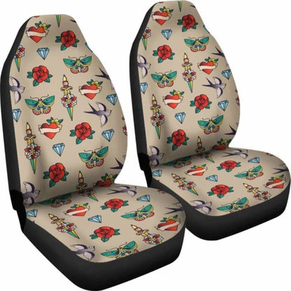 Old School Tattoo Traditional Vintage Style Car Seat Covers 174914 - YourCarButBetter