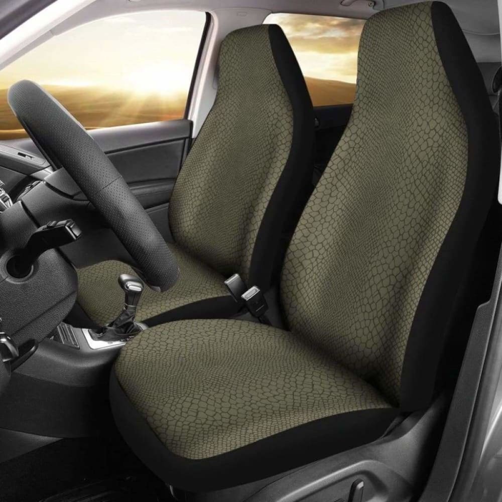 Olive Green Reptile Lizard Skin Car Seat Covers 174914 - YourCarButBetter