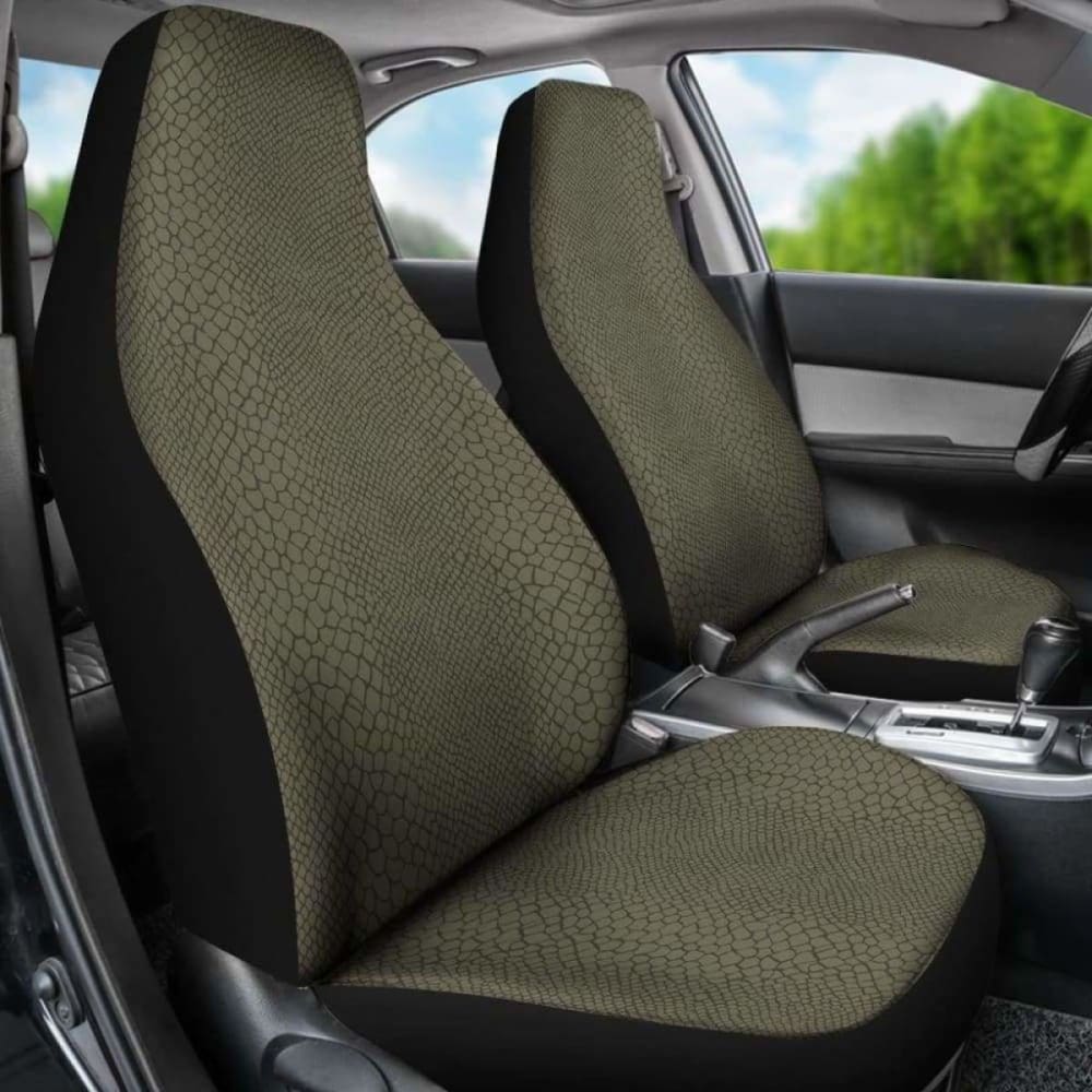 Olive Green Reptile Lizard Skin Car Seat Covers 174914 - YourCarButBetter