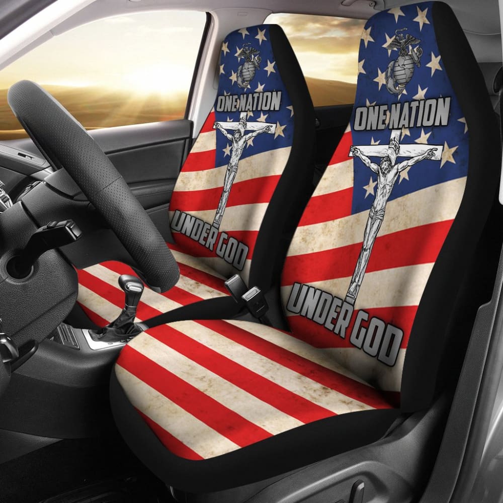 One Nation Under God American Flag Car Seat Covers Patriot Day 212501 - YourCarButBetter