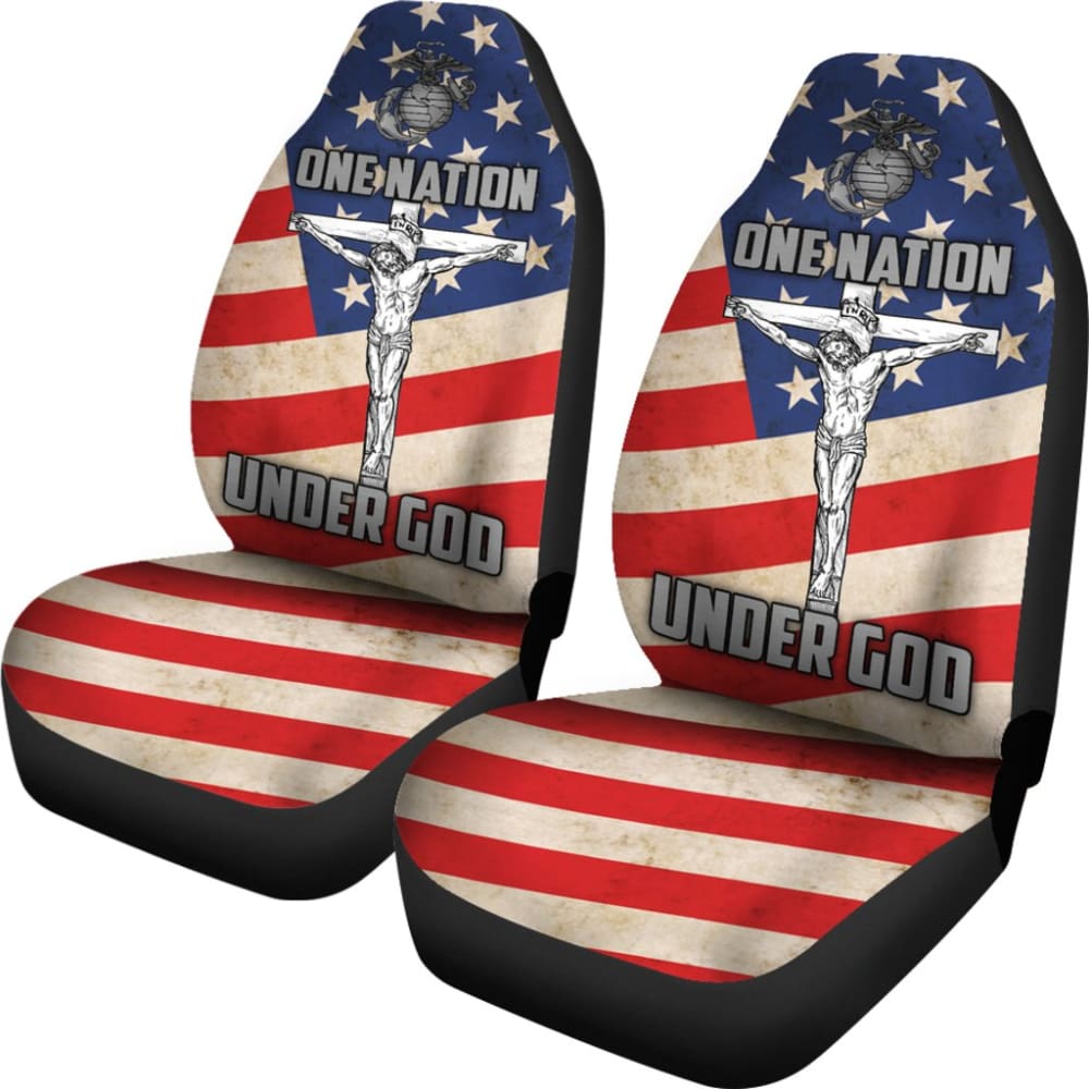 One Nation Under God American Flag Car Seat Covers Patriot Day 212501 - YourCarButBetter