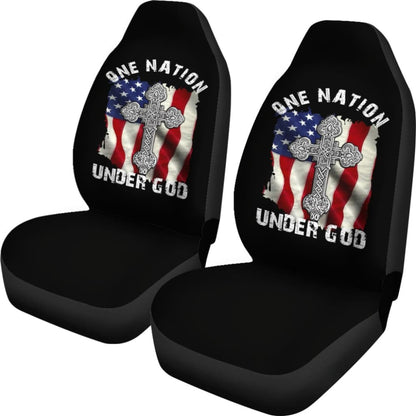 One Nation Under God American Flag Cross Car Seat Covers 211703 - YourCarButBetter