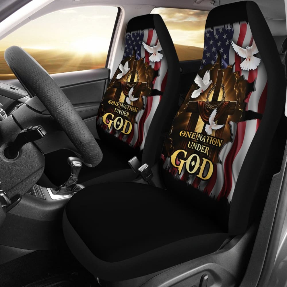 One Nation Under God American Flag Pigeon Flying Car Seat Covers 212501 - YourCarButBetter