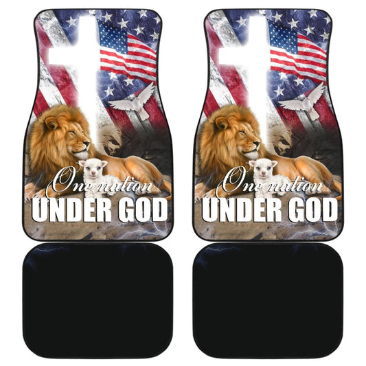 One Nation Under God Pledge of Allegiance USA Patriot Pride American Flag Car Floor Mats 212501 - YourCarButBetter