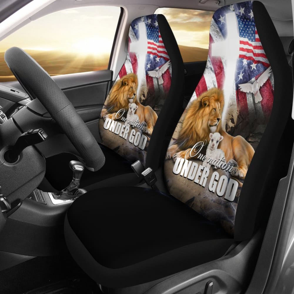 One Nation Under God Pledge of Allegiance USA Patriot Pride American Flag Car Seat Covers 212501 - YourCarButBetter