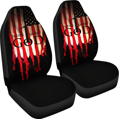 One Nation Under God Proud American Flag Universal Printing Car Seat Covers 212501 - YourCarButBetter