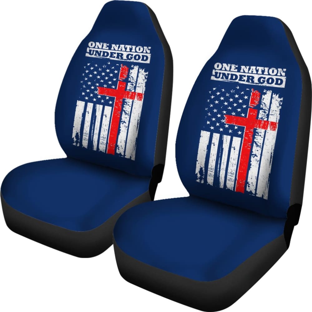 One Nation Under God Thin Line Blue Navy Car Seat Covers 211703 - YourCarButBetter