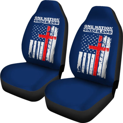 One Nation Under God Thin Line Blue Navy Car Seat Covers 211703 - YourCarButBetter