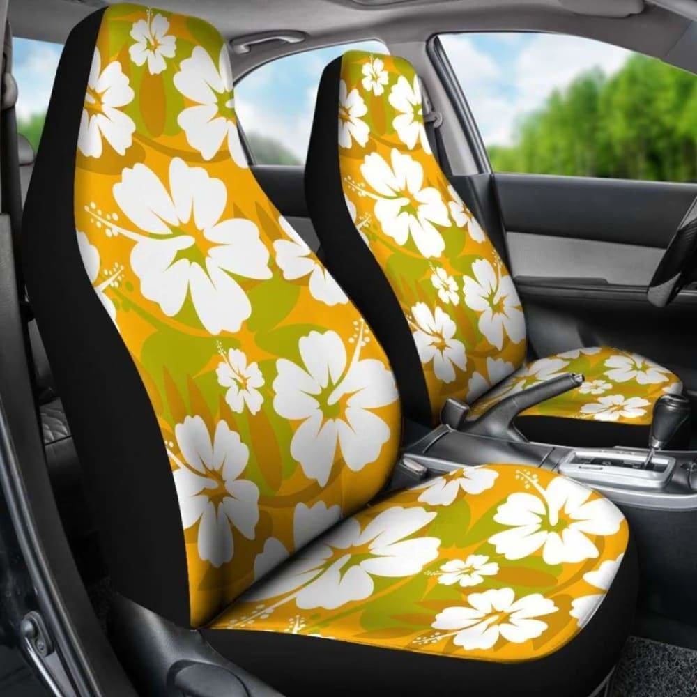 Orange Aloha Flowers Car Seat Covers 153908 - YourCarButBetter