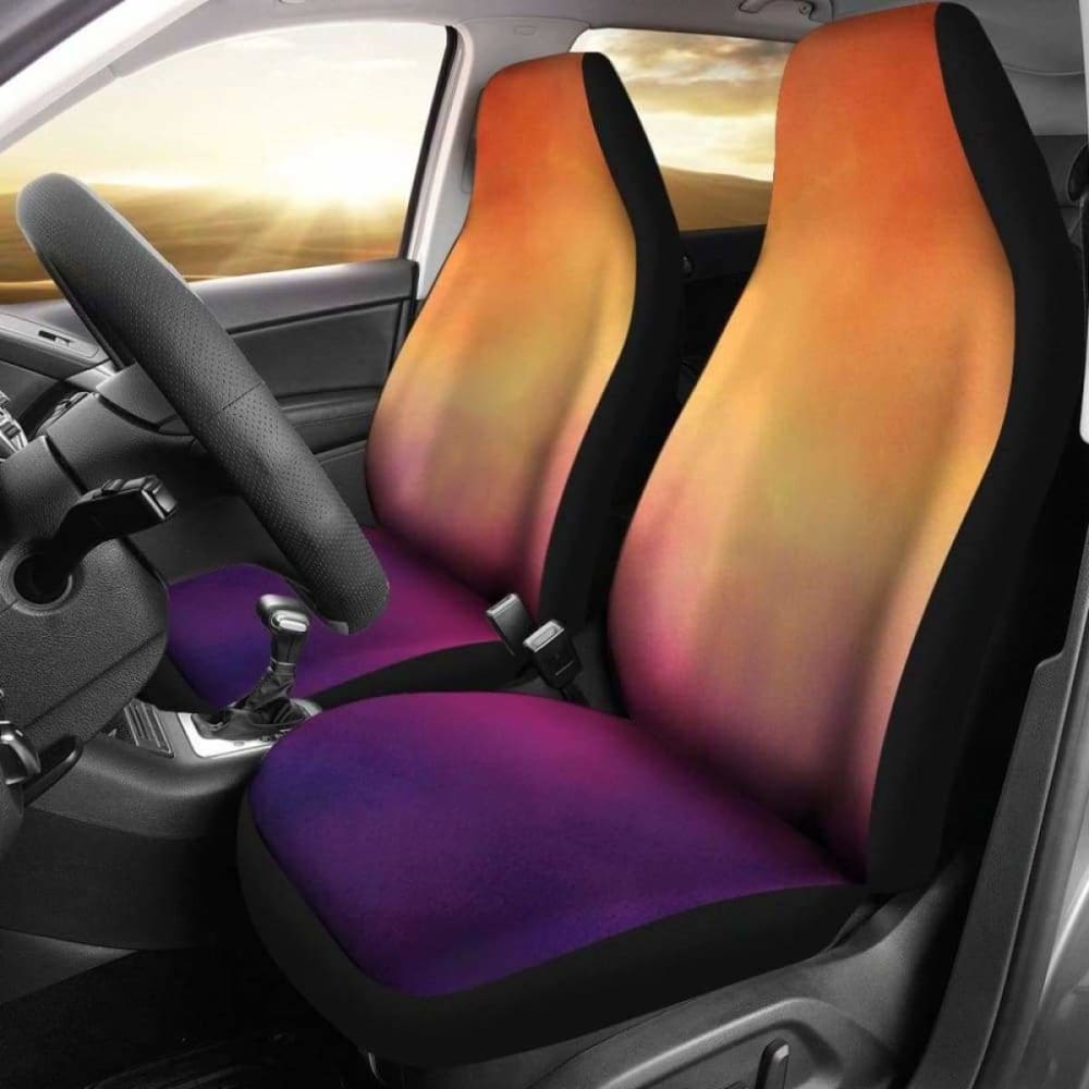Orange And Purple Ombre Contrast Watercolor Car Seat Covers 174914 - YourCarButBetter