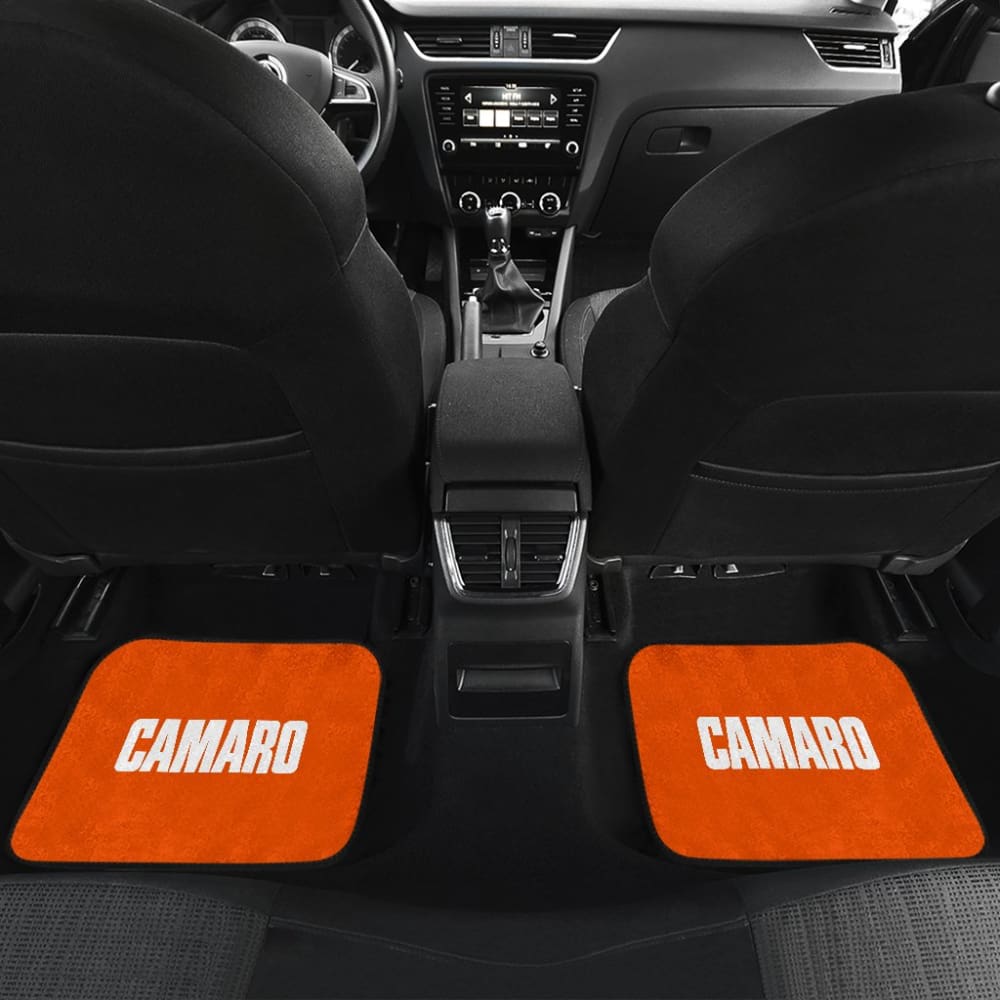 Orange Camaro White Letter Car Floor Mats 211004 - YourCarButBetter
