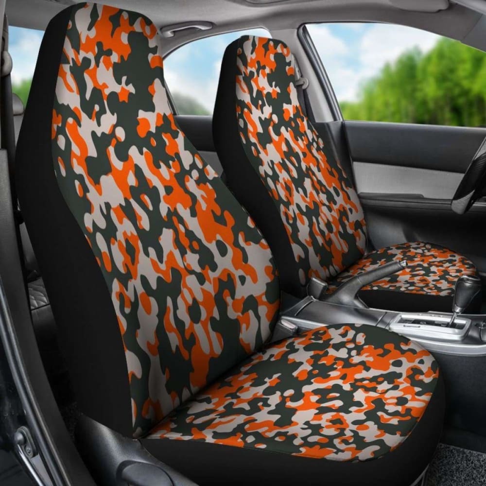 Orange Camo Military Inspired Car Seat Covers Set Of 2 112608