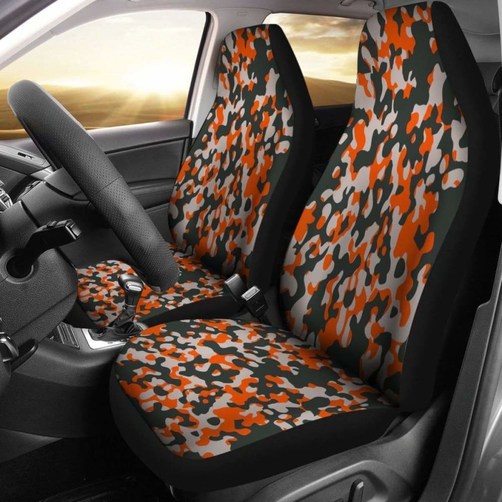 Orange Camo Military Inspired Car Seat Covers Set Of 2 112608