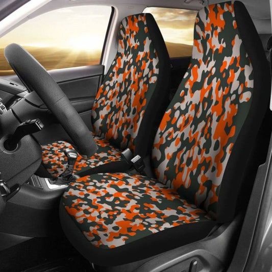 Orange Camo Military Inspired Car Seat Covers Set Of 2 112608