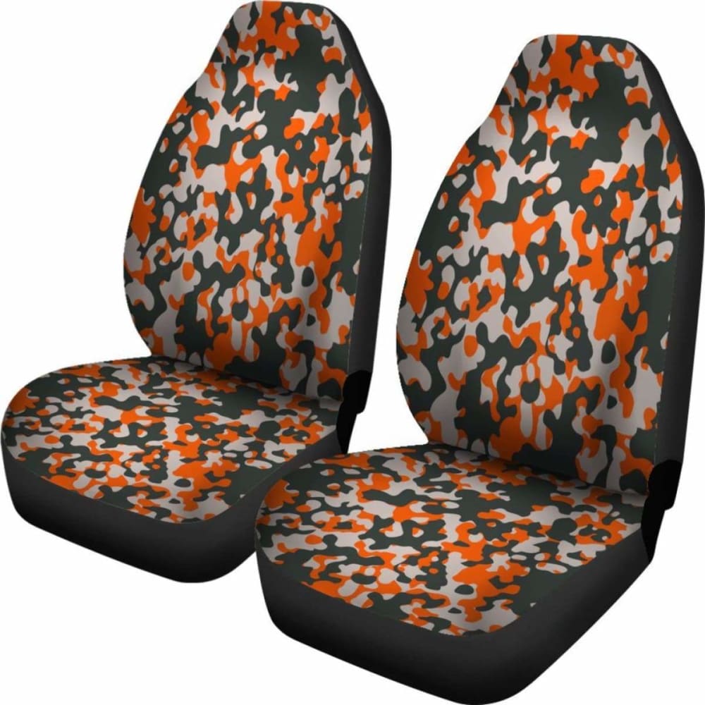 Orange Camo Military Inspired Car Seat Covers Set Of 2 112608