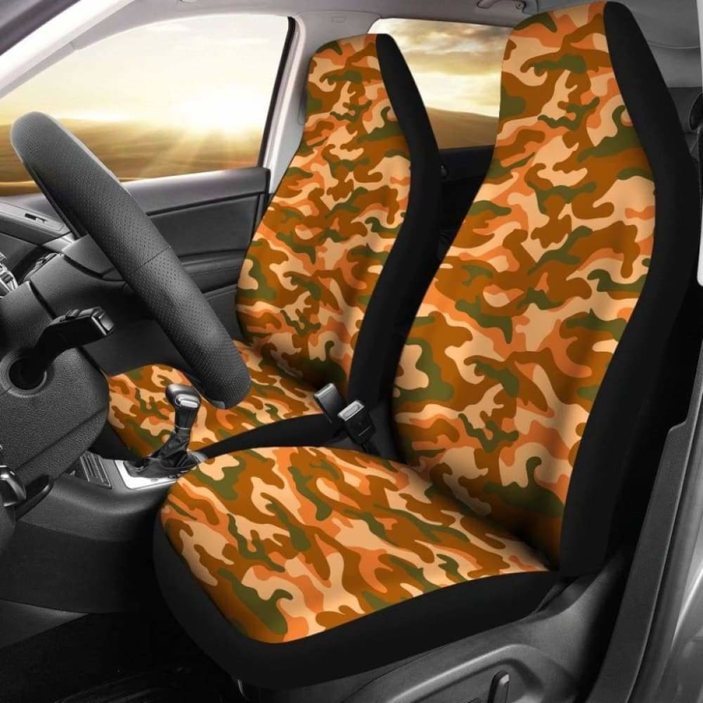 Orange Camouflage Car Seat Covers 112608