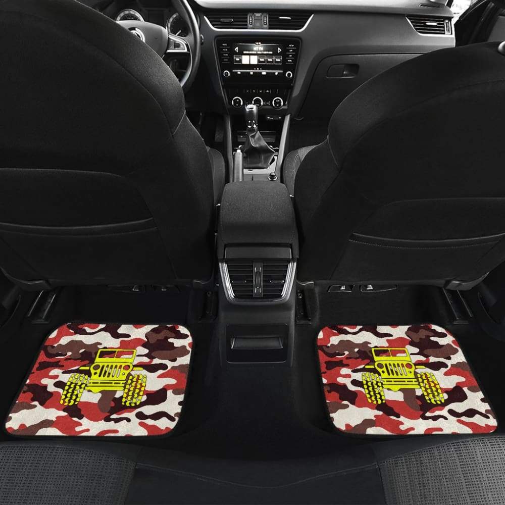 Orange Camouflage Color Dark Brown Jeep Car Floor Mats 211204 - YourCarButBetter