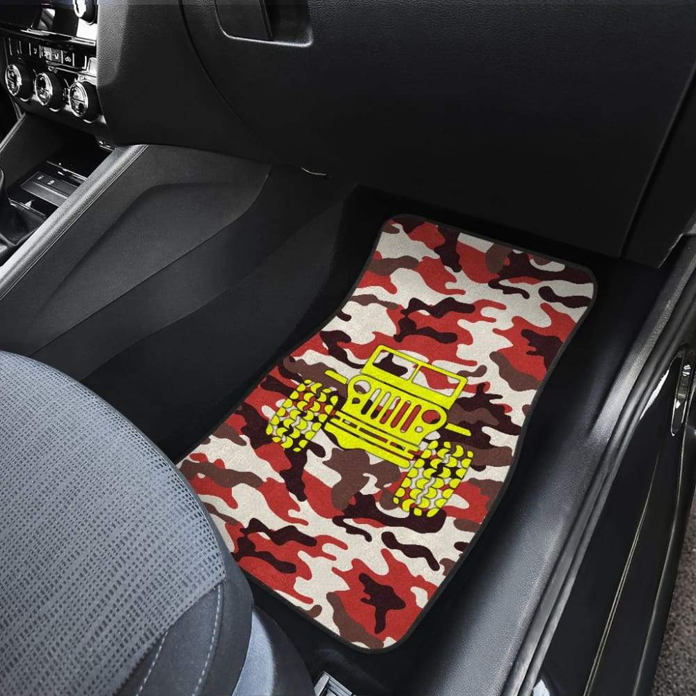 Orange Camouflage Color Dark Brown Jeep Car Floor Mats 211204 - YourCarButBetter