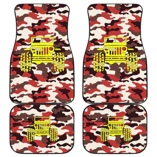Orange Camouflage Color Dark Brown Jeep Car Floor Mats 211204 - YourCarButBetter