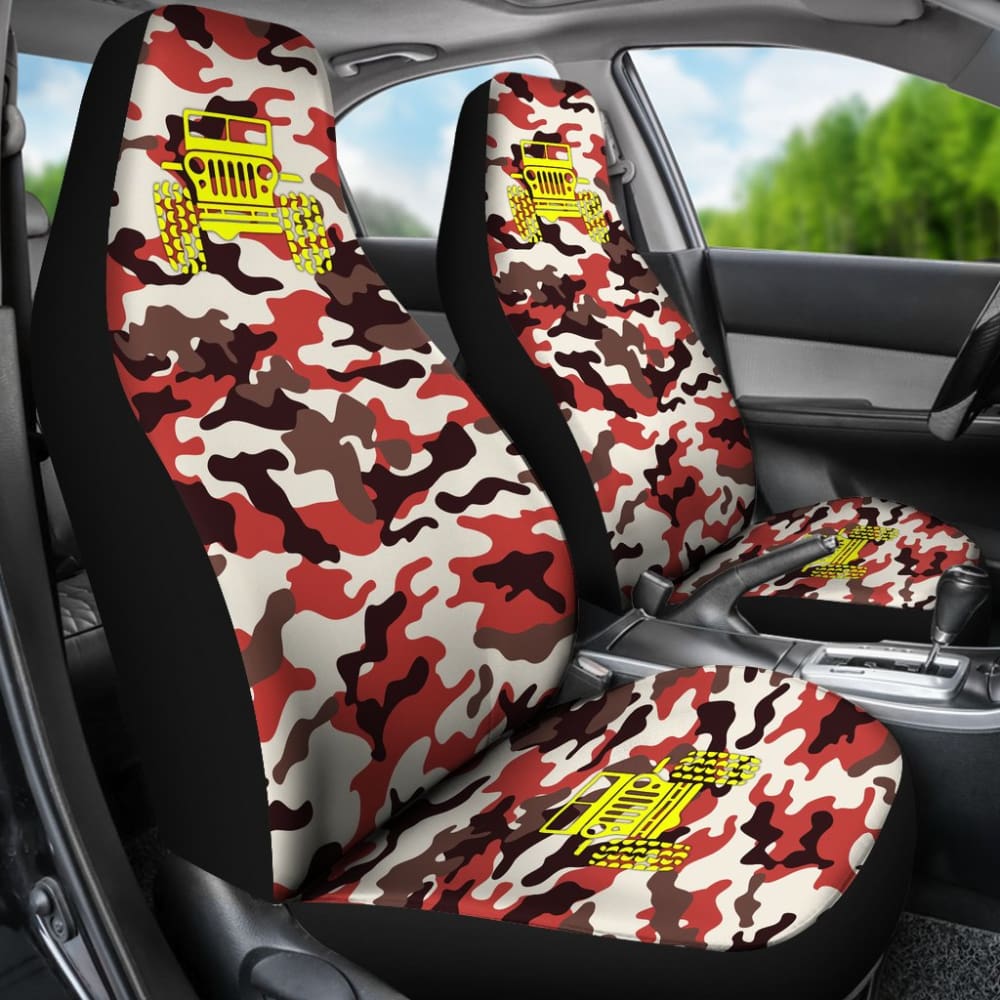 Orange Camouflage Color Dark Brown Jeep Car Seats Covers 211204 - YourCarButBetter
