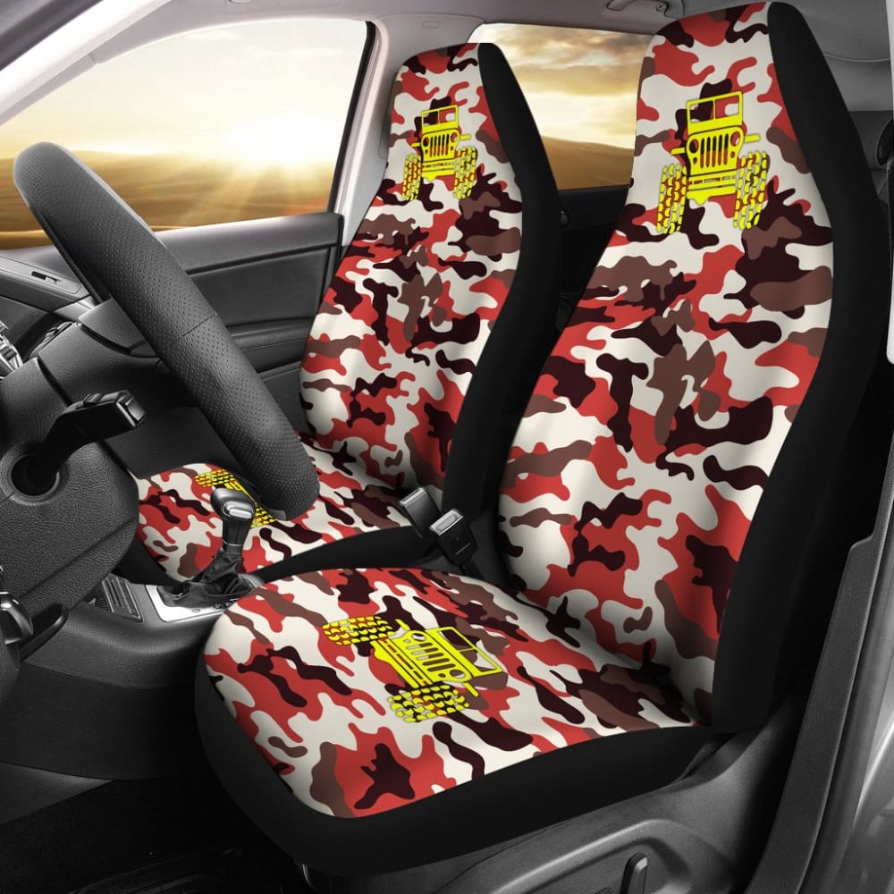 Orange Camouflage Color Dark Brown Jeep Car Seats Covers 211204 - YourCarButBetter