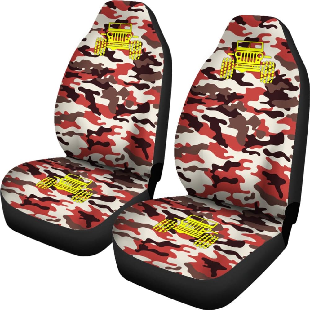 Orange Camouflage Color Dark Brown Jeep Car Seats Covers 211204 - YourCarButBetter