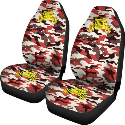 Orange Camouflage Color Dark Brown Jeep Car Seats Covers 211204 - YourCarButBetter