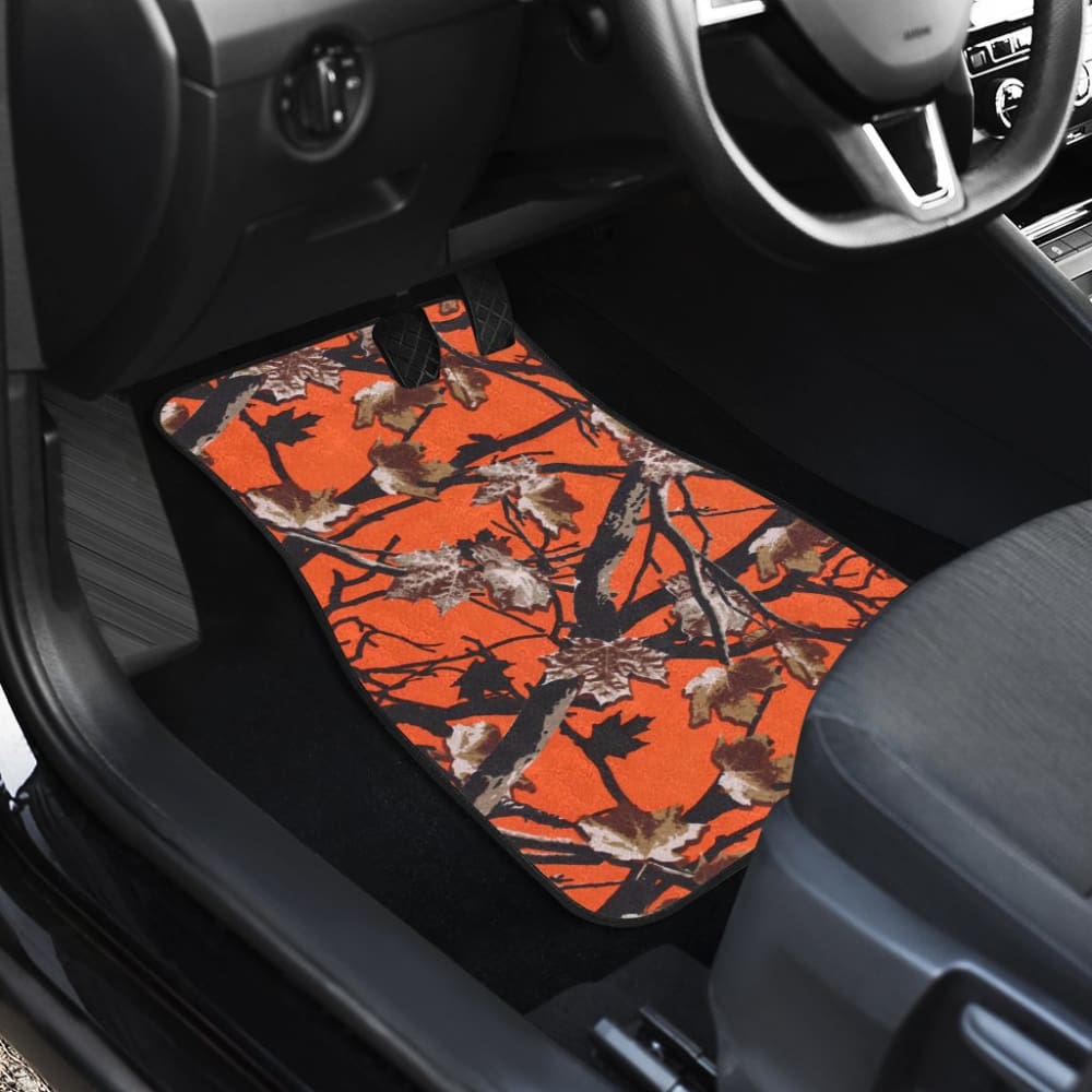 Orange Forest Hunting Camouflage Car Floor Mats 210807 - YourCarButBetter