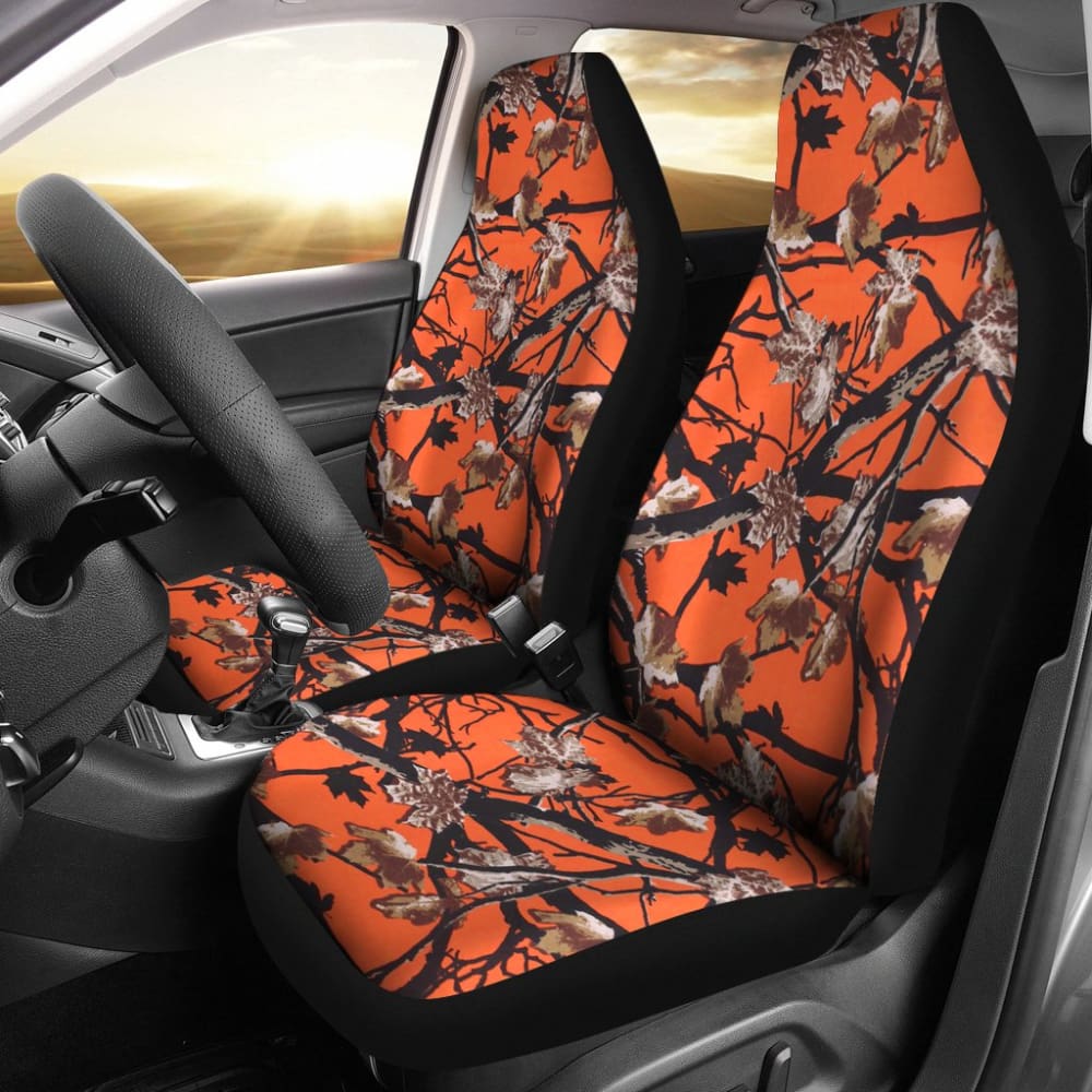 Orange Forest Hunting Camouflage Car Seat Covers 210807 - YourCarButBetter