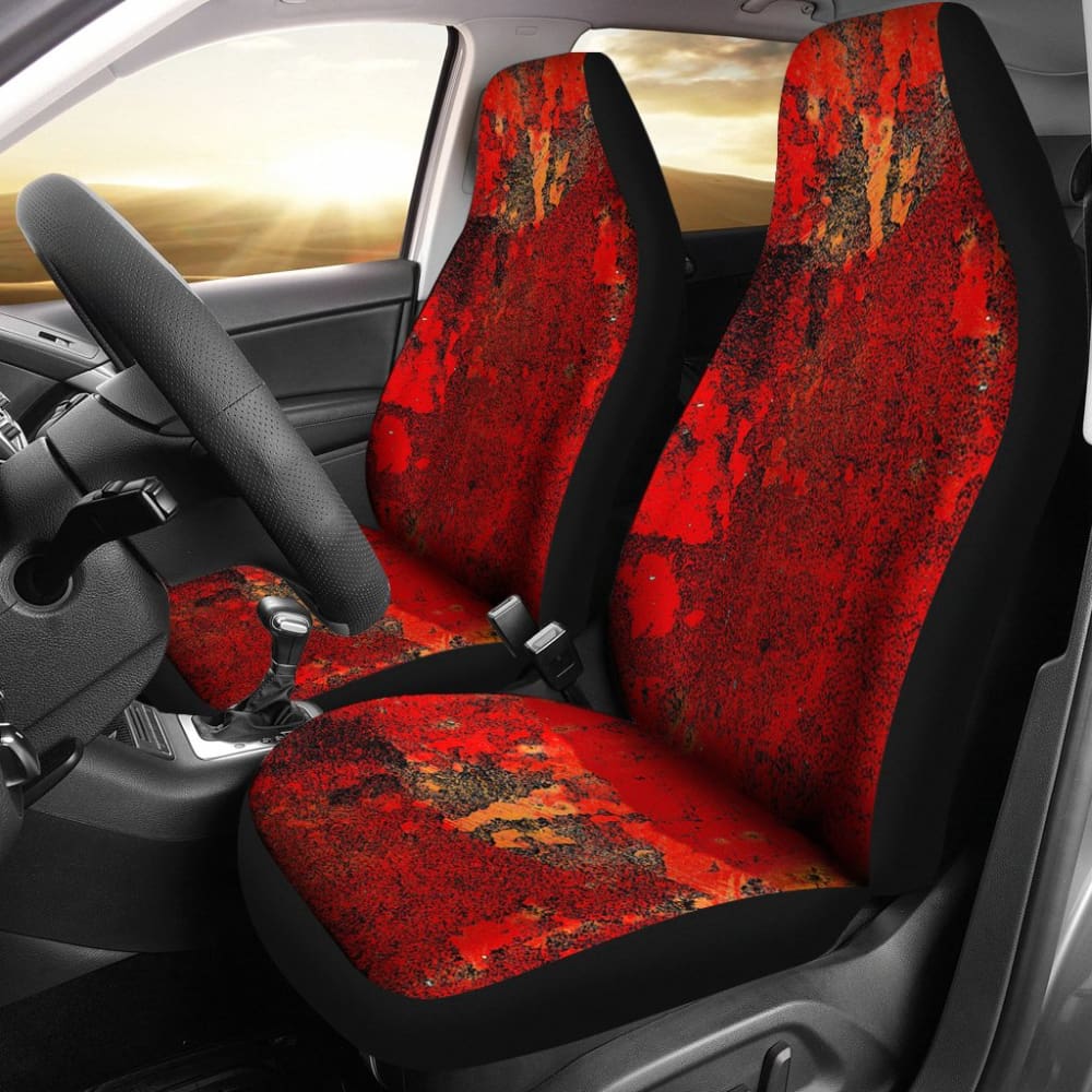 Orange Grunge Art Car Seat Covers 210202 - YourCarButBetter