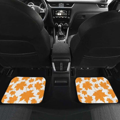 Orange Maple Leaf Pattern Front And Back Car Mats 174914 - YourCarButBetter